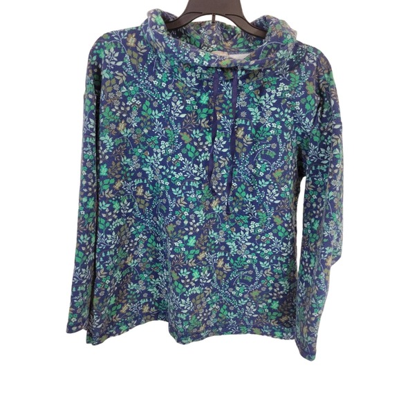 T by Talbots Green Floral Print Cowl Neck Active Top Women's Size Large Petite - Picture 1 of 10